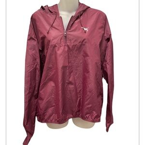 Old School Victoria Secret Pink hooded rain jacket maroon medium - Large